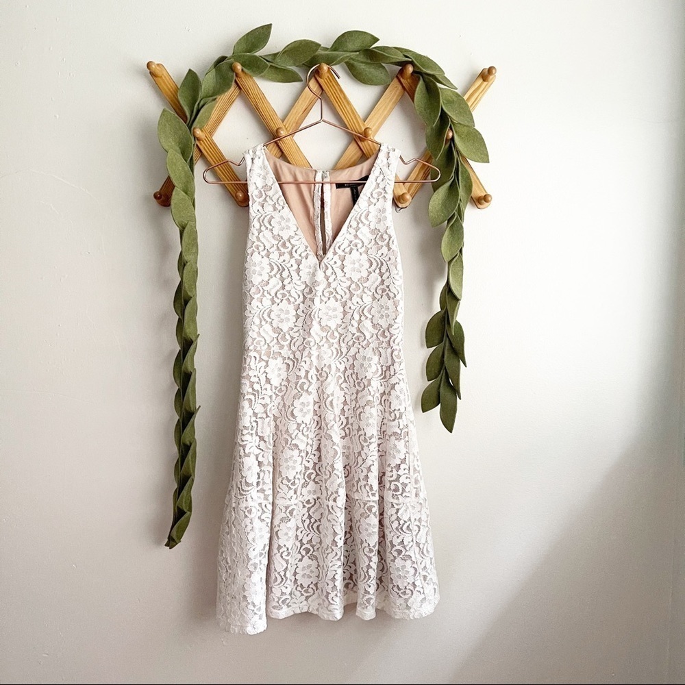 BCBGMaxAzria White Lace A Line Dress